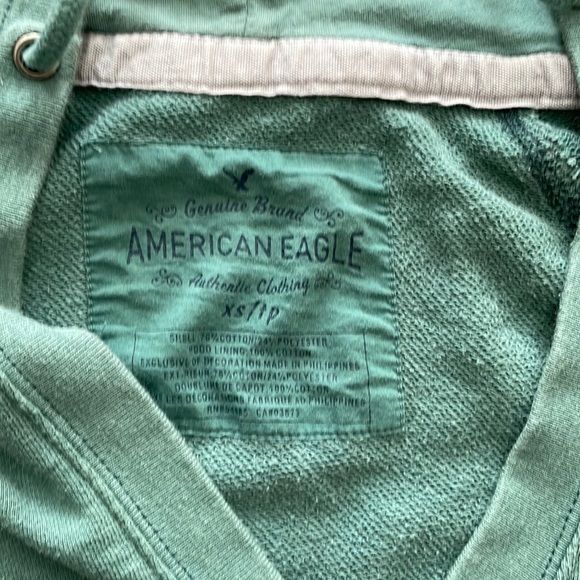 Y2K American Eagle sage green hooded sweatshirt  (Size xs) - Picture 2 of 4